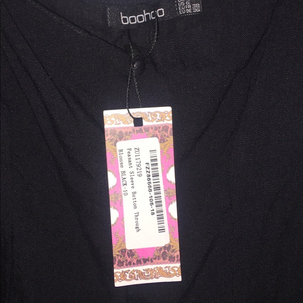BooHoo Black Button Through Blouse - Size 6 - Picture 6 of 8